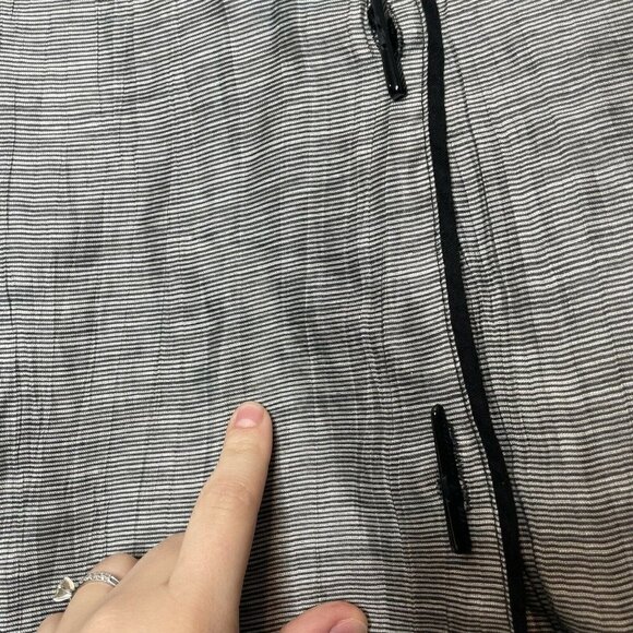 Moonlight Y&S Fashion Design Linen Lagenlook Black Striped Blouse Size Large - Picture 3 of 7